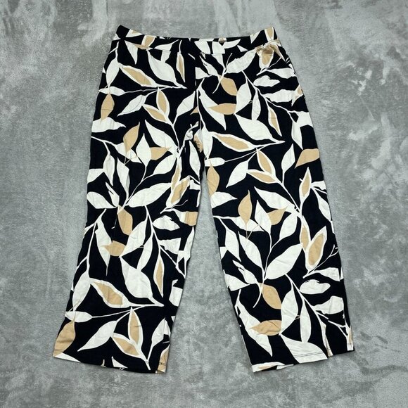 d&co Pants - D&Co Beach Womens Leaf Print Capri Pants Black & Beige Size 1XP a1555